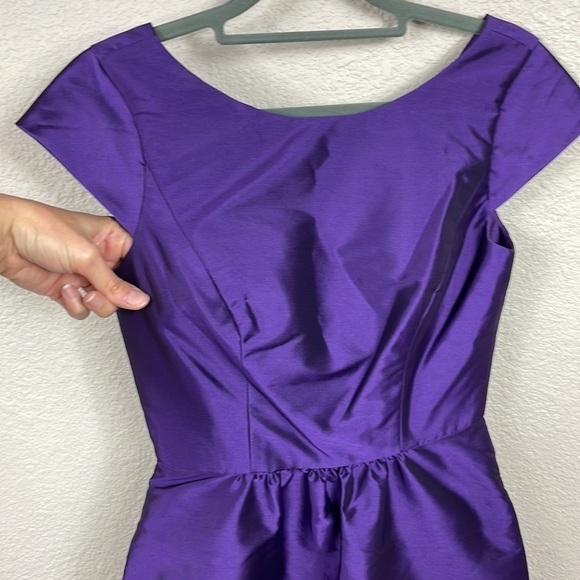 NWT Alfred Sung Bateau Neck Cap Sleeve Cocktail Bridesmaid Dress Majestic Purple - Picture 3 of 13